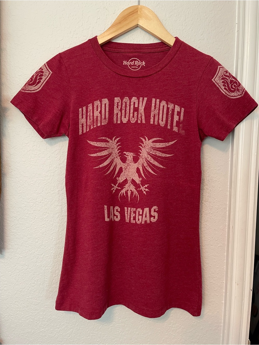 Hard Rock Cafe Women's Las Vegas Graphic Tee - Maroon Size S, Fits like an XS